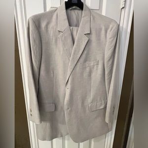 Perry Ellis Mens Linen Blend Tan Suit